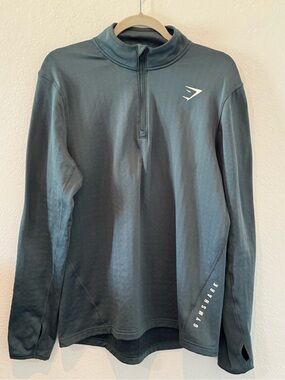 Gymshark Men’s L Sport 1/4 Zip Winter Teal Thermal Fleece Pullover